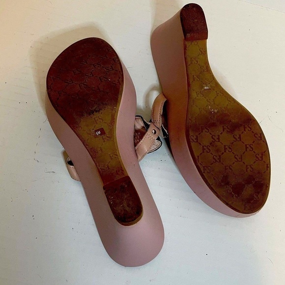 Franco Sarto Gitana Leather Wedge Sandal Pink 6M Animal Print Accent. - Picture 4 of 8